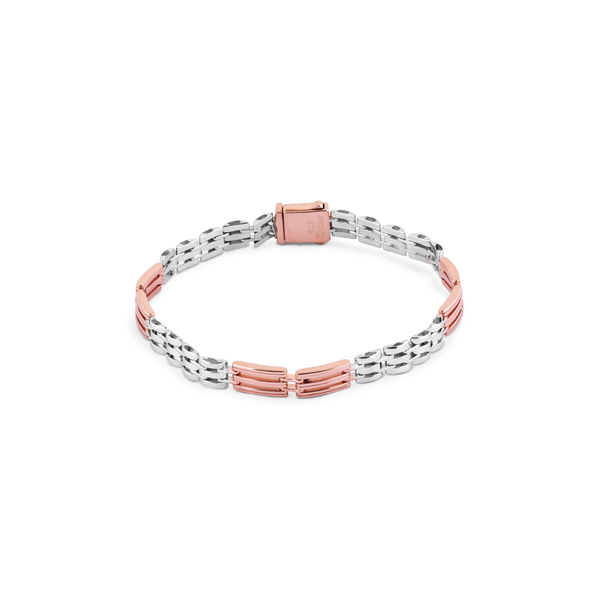 Cuban link bracelet in silver & rose gold - 7