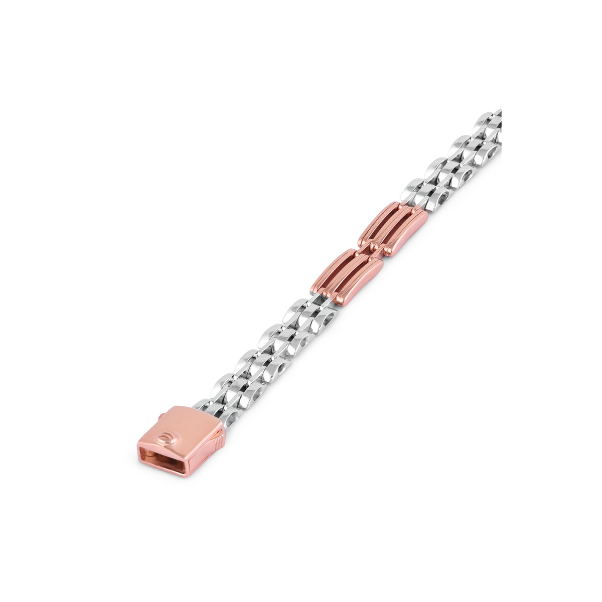 Cuban link bracelet in silver & rose gold - 7